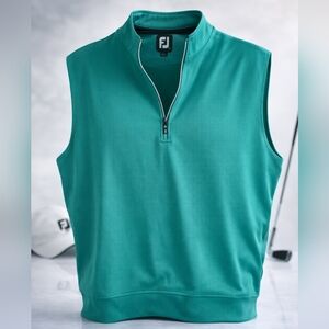FootJoy Teal Sleeveless Golf Vest with Quarter Zip